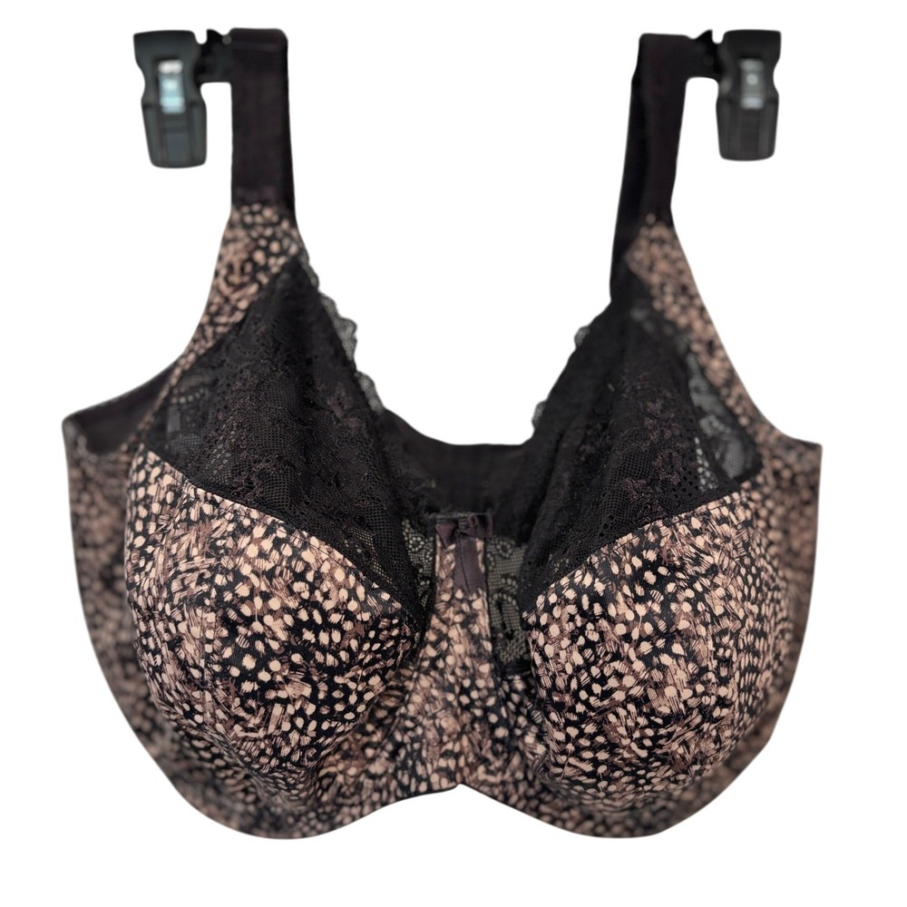 Elomi Morgan Underwire Full Coverage Bra 36M Animal Ebony Lace EL4110